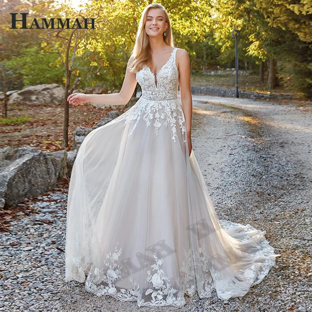 2024 Modest Brush Train Wedding Dresses Brides Gown Tiered Appliques Backless Sposa Vestidos Bridal Party Suit Robe De Mariée