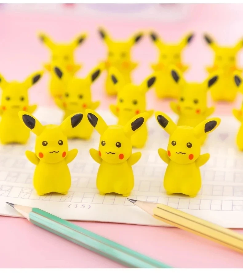 New Pokemon Pikachu Anime Figure Student Pencil Box Stationery Set Cartoon Pencil Ruler Eraser Pencil Sharpener Toys Gift