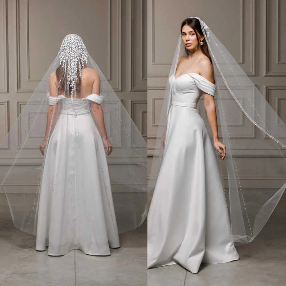 

Элегантная кружевная свадебная фата с 3D цветами, 2-слойная фата из тюля с кружевной аппликацией, свадебная фата по индивидуальному заказу