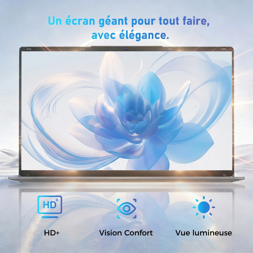 Laptop Laptop Full HD + Intel Celero N5095, 16 Go RAM, 512 Go SSD, Keyboard AZERTY French backlit with digital keypad, fingerprint unlock, Windows 11, WiFi Dual Band, bluetooth, PC Portable ideal for