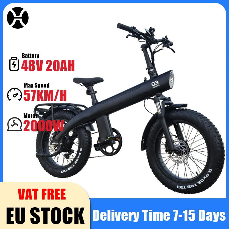HX Q3 2000W adulte 20*4.0 pouces gros pneu vélo électrique 48V 20AH E vélo 115Nm batterie amovible vélo électrique pliable Ebike