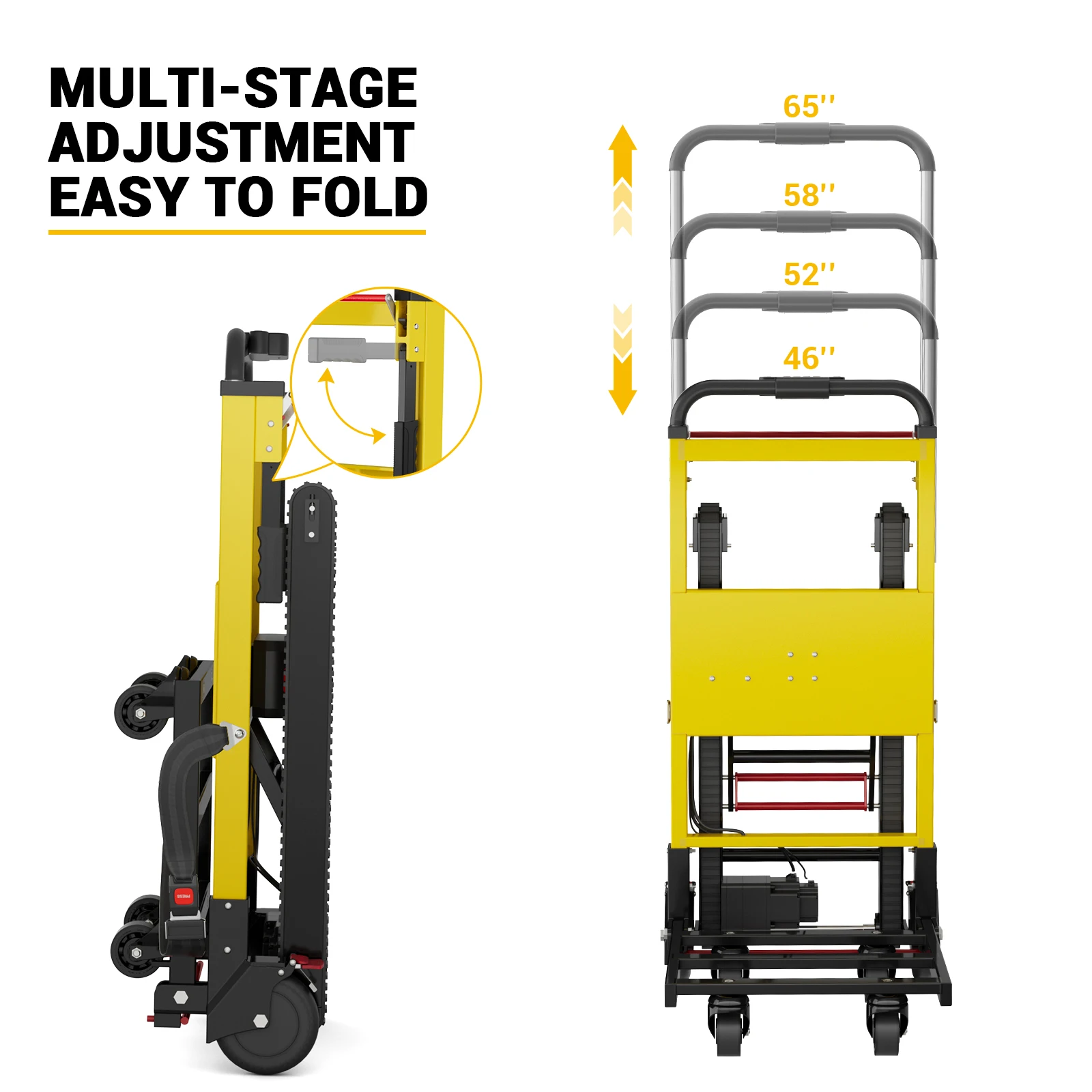 Electric Stair Climbing Dolly with 3 Adjustable Speeds and 440lbs Max Load Capacity, Folding Stair Climbing Dolly with Rubber Tracks for Easy Up/Down Stairs, Move Furniture Home Warehouse(Upgrade)
