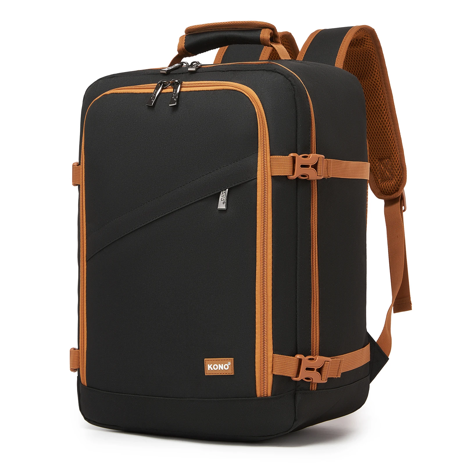 Kono Kabinentasche für Ryanair (40x30x20 cm, 24L) , Untersitz Reise Handgepäckrucksack, Kabinengröße , schwarz/braun