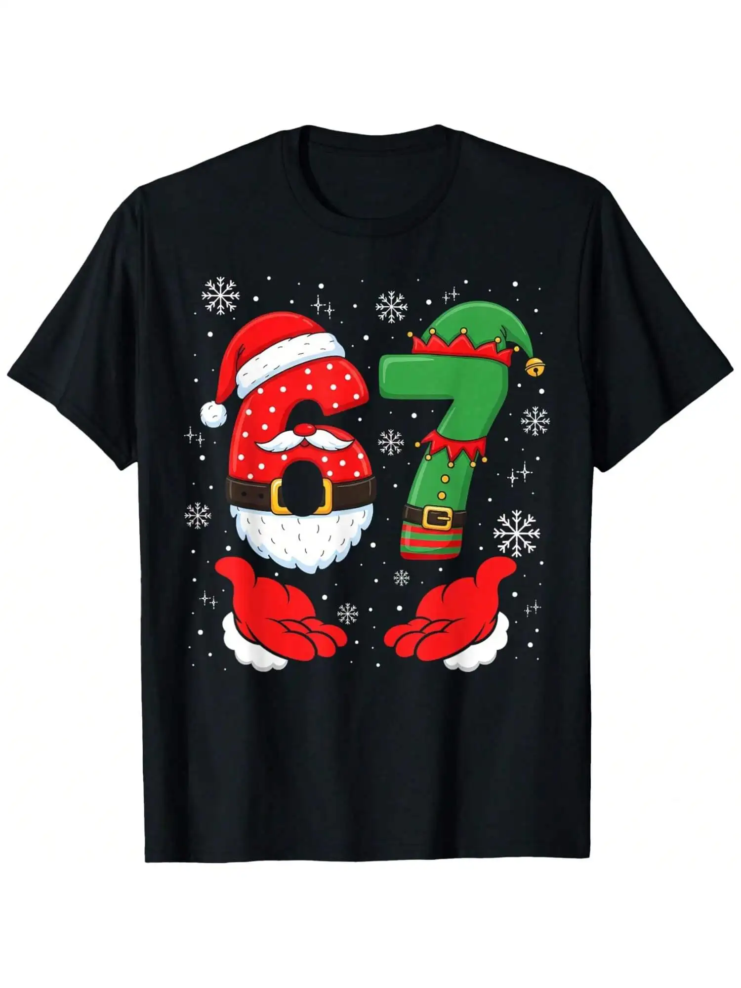 67 ستة سبعة 6 7 ميمي عيد الميلاد زي زوجين عيد الميلاد مطابقة تي شيرت عادية فضفاضة تناسب هدية الكريسماس للجنسين حجم كبير #1