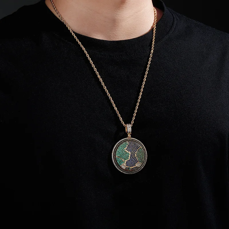 الفاخرة جولة العالم قلادة على شكل خريطة القلائد مع الأحجار الكريمة الملونة مختبر الماس براعة رائعة مجوهرات للنساء الرجال الهدايا