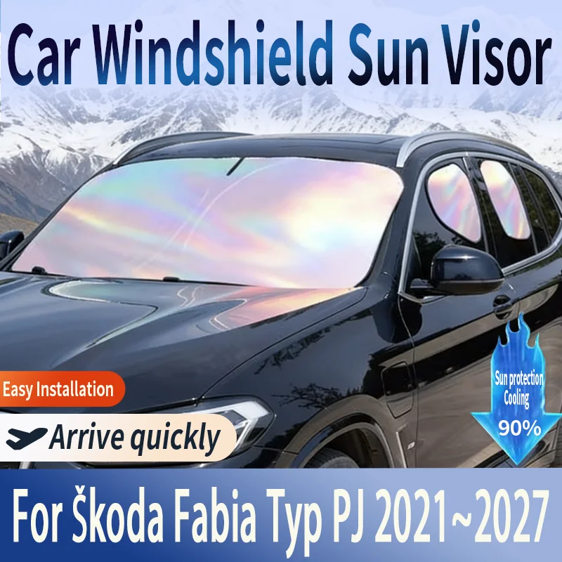 

Car Windshield Sun Visor For Škoda Fabia Typ PJ 2021~2027 MK4 Foldable Reflector Sunshade Heat Insulation Summer Accessories