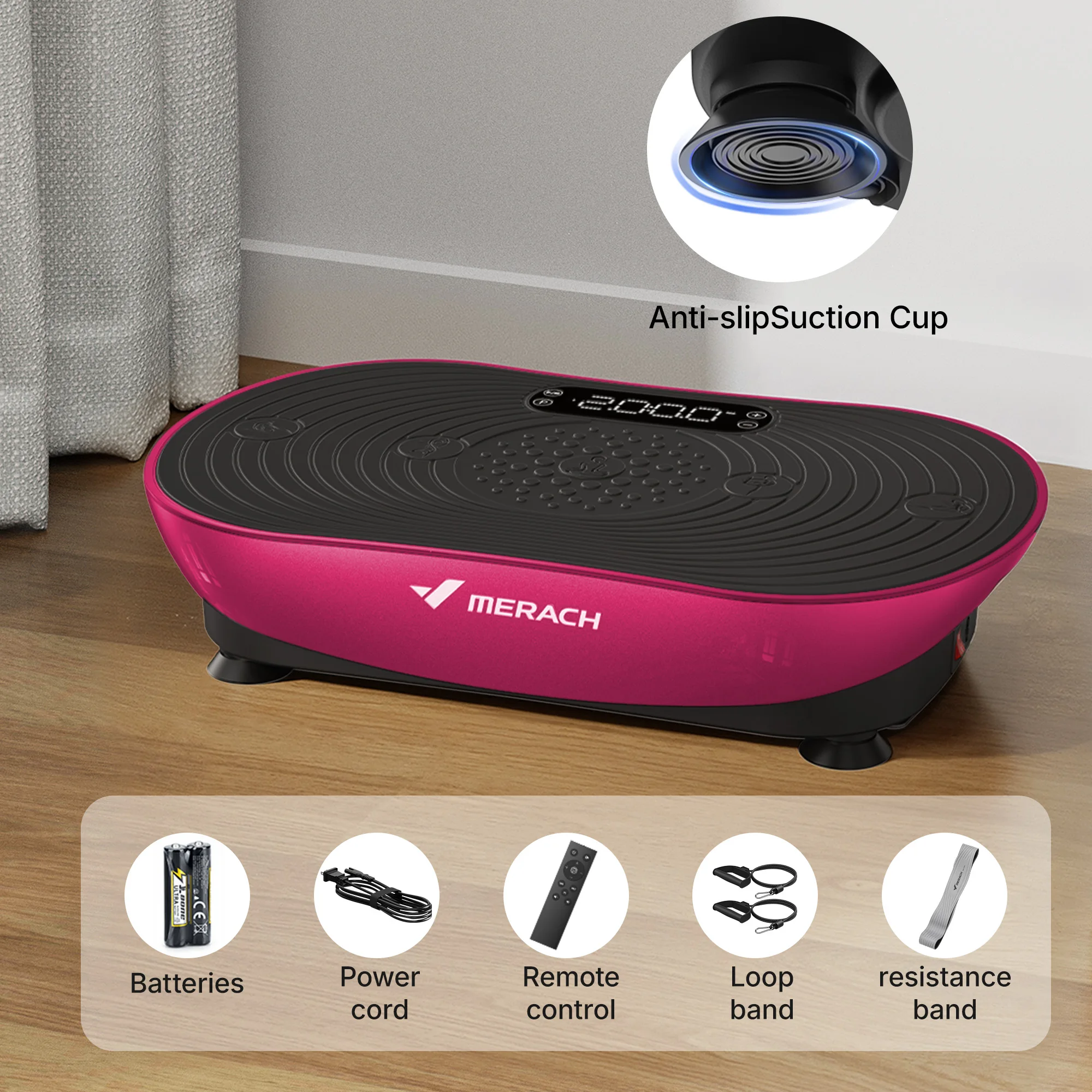 MERACH Vibratieplaat V33 voor gewichtsverlies & lichaamsvorming, 99 snelheidsniveaus, verbeterde vibratie, Bluetooth speaker, LED touchscreen