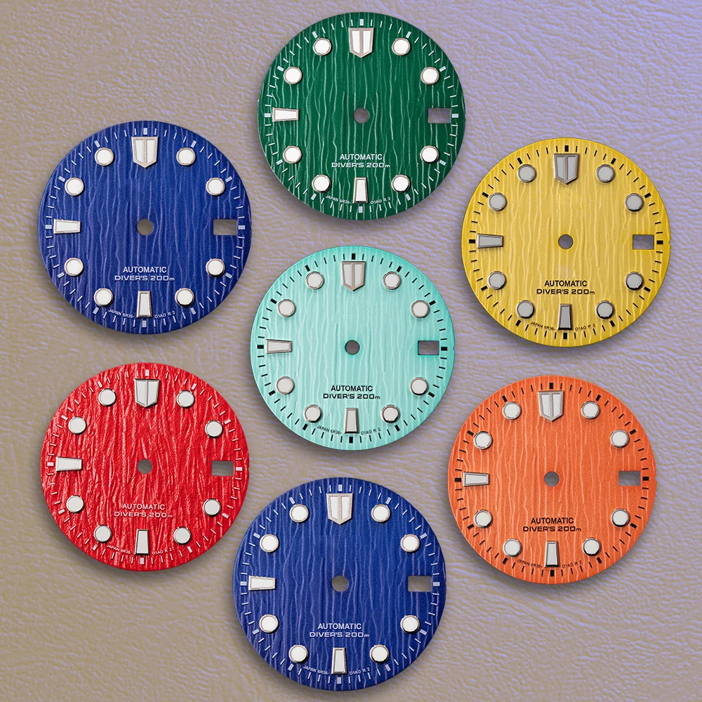 Sell Like Hotcakes 28.5mm S Logo Vertical Stripe Dial Green Noctilucent Fit NH35/NH36 Movement Watch Modification Accessories