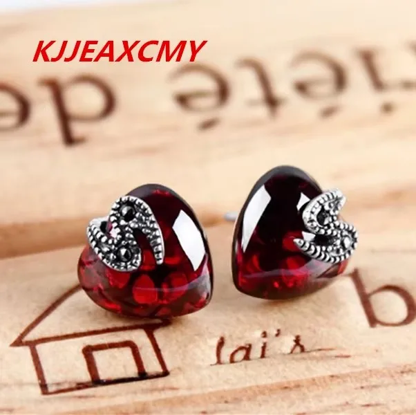 

KJJEAXCMY Boutique Jewelry 925 Pure Silver Inlaid Natural Red Garnet Women's S Mosaic Earrings as a Birthday Gift for Girlfriend