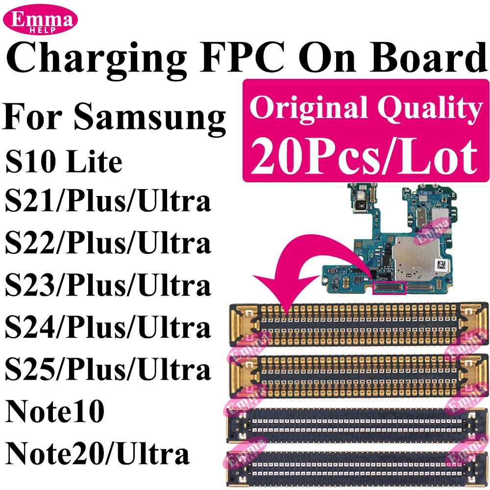 20pcs USB Charging FPC on Board Flex Cable For Samsung S25 S24 S23 S22 S20 S21 S10Lite S20FE Note20 Connector Clip Port Plug