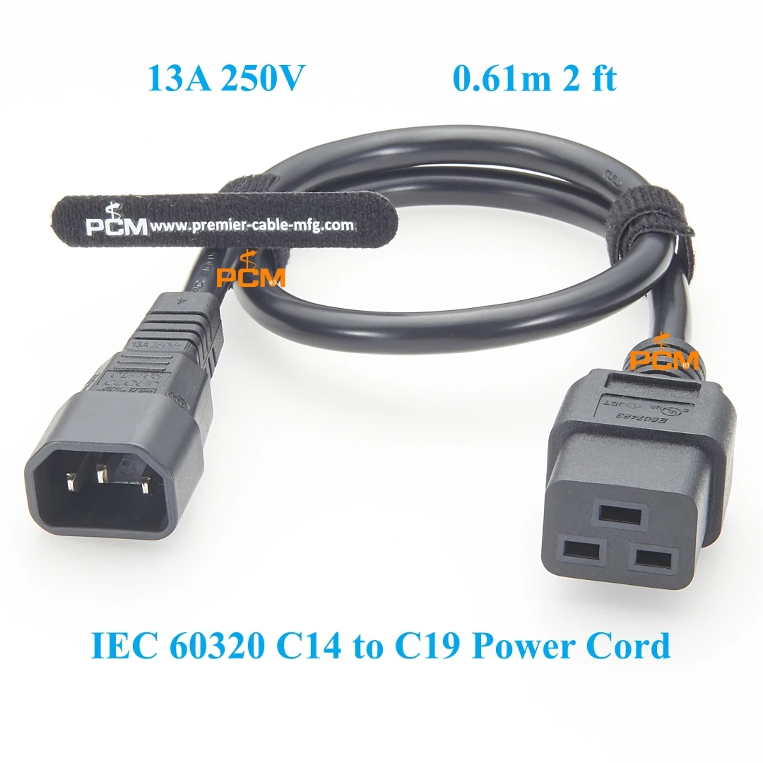 IEC 60320 C19 to C14 Heavy Duty High Power Cord 13A 250V Connector Adapter for Server, Switch, Data Center, PDU, UPS system