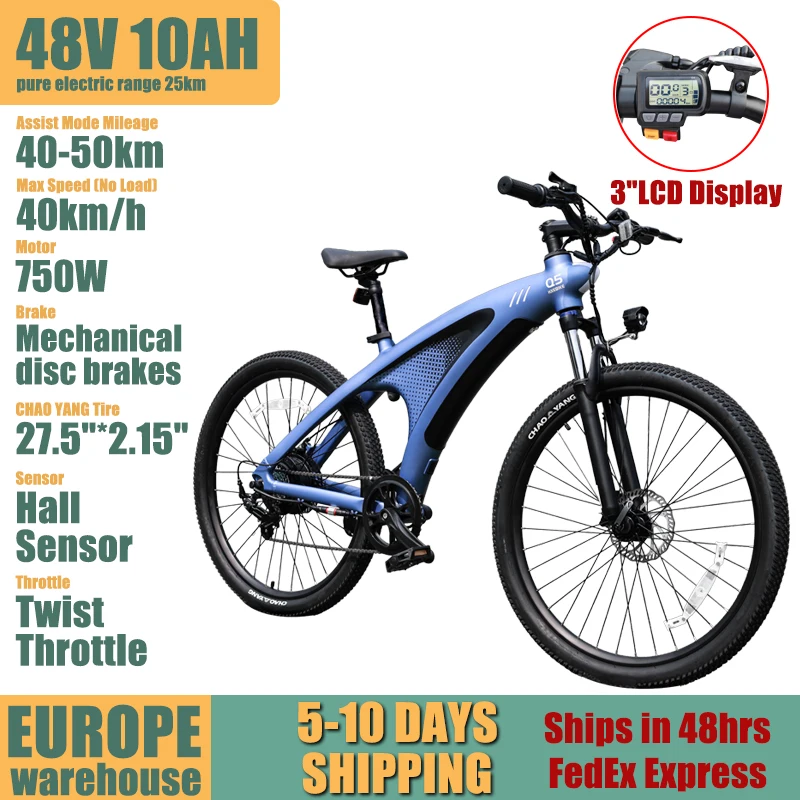 Hx Q5 Elektrofahrrad für Erwachsene, E-Bike 48V20Ah, Elektrisches Dirtbike, Elektrisches Mountainbike, 7-Gang-Schaltwerk, 27,5 Zoll Offroad-Reifen E-Bike, 100 km Reichweite Elektrofahrrad
