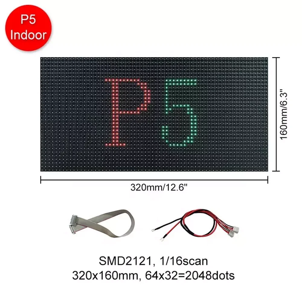 

High Quality HD P5 320*160mm indoor 16 Scan advertising LED display panel 64x32 RGB module