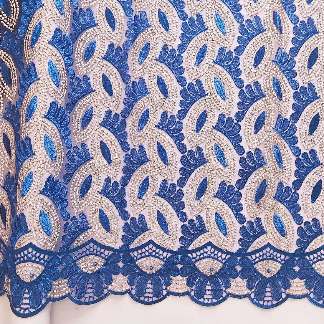 

Royal Blue African Lace Fabric 5 Yards Swiss High Quality Net Nigerian Lace Fabrics Embroidered Mesh French Lace for Wedding