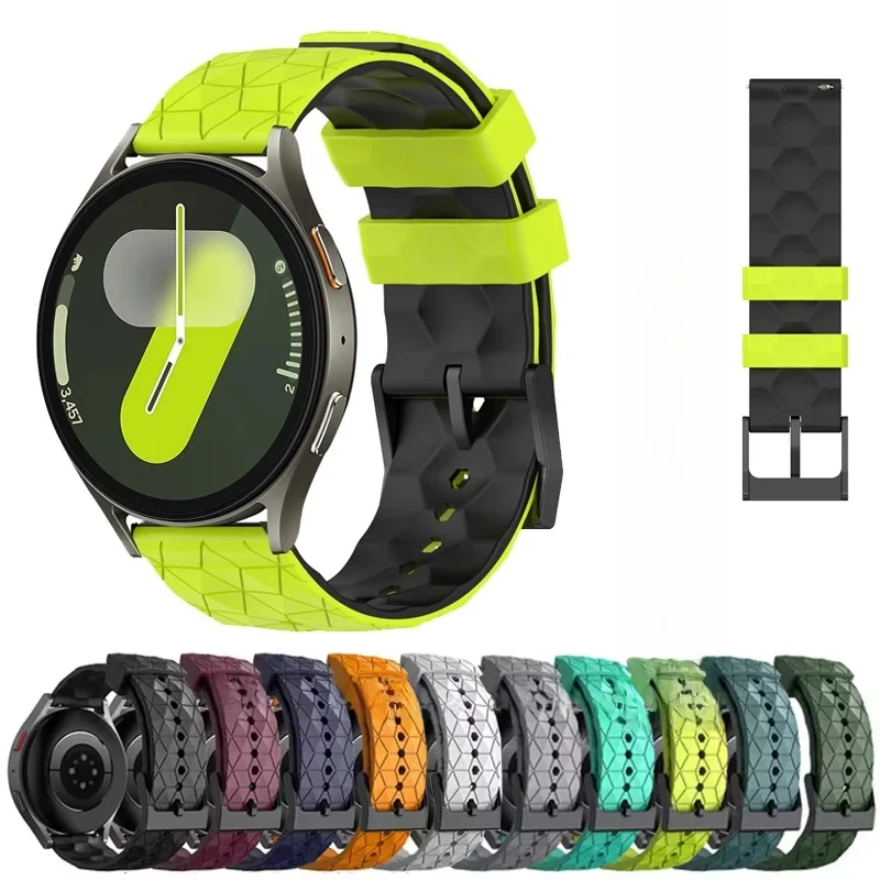 Pasek silikonowy 20 mm 22 mm do Samsung Galaxy Watch 7 5 6 4 Classic 44 40 mm Huawei GT 2/3/5 Pro 46 mm Wzór piłkarski Pasek sportowy — zdjęcie 2