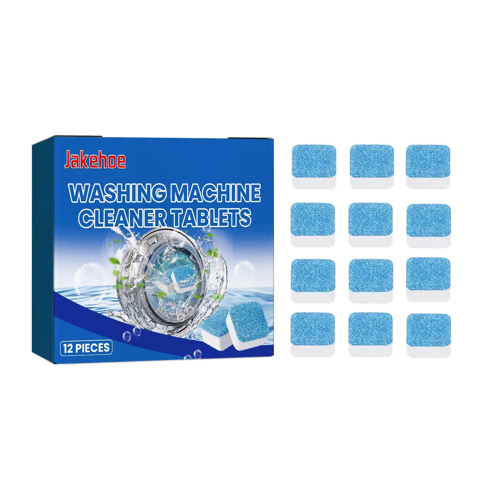 Jakehoe 12pcs Washing Machine Cleaning Tablets Tank Descaling Remove Odor Detergent Clean Laundry Machine Decontamination Tablet
