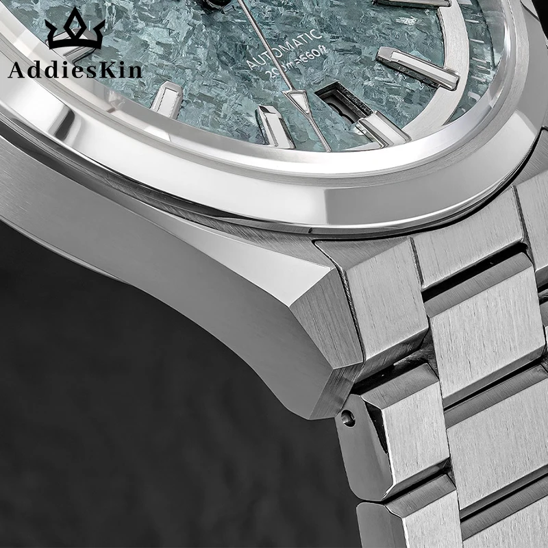 ADDIESKIN K006 Men's Automatic Watch Light Green Crystallized Titanium Dial 200m Waterproof Miyota 9015 BGW9 Super Luminous Dive