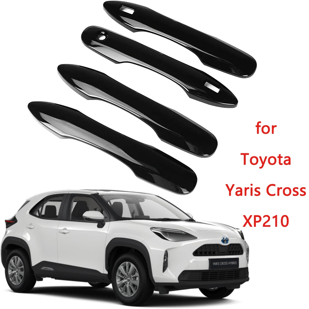 4x for Toyota Yaris Cross Hybrid 2022 2023 XP210 Stickers 2021 2020 Glossy Black Car Door Handle Cover Trim Styling Accessories