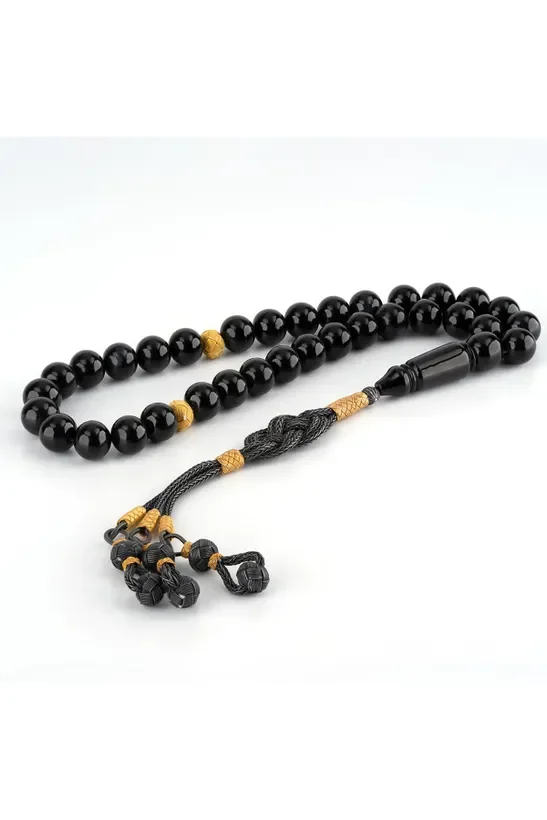 

925 Sterling Silver Luxury Men's Prayer Beads Made of Black Onyx Stone