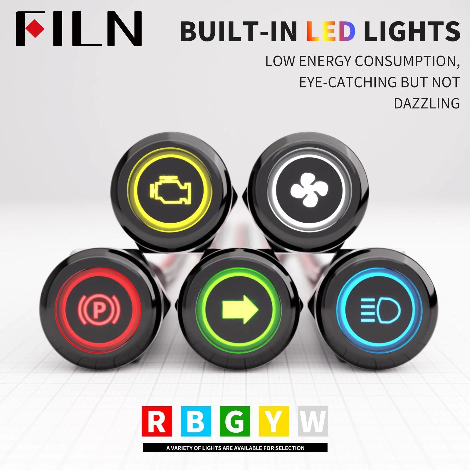 FILN 8mm Sembol LED Gösterge Lambası 12V 24V Siyah Metal Gösterge Paneli Pilot Lambası Kablolu Araba Gösterge Paneli Ruck Makineleri