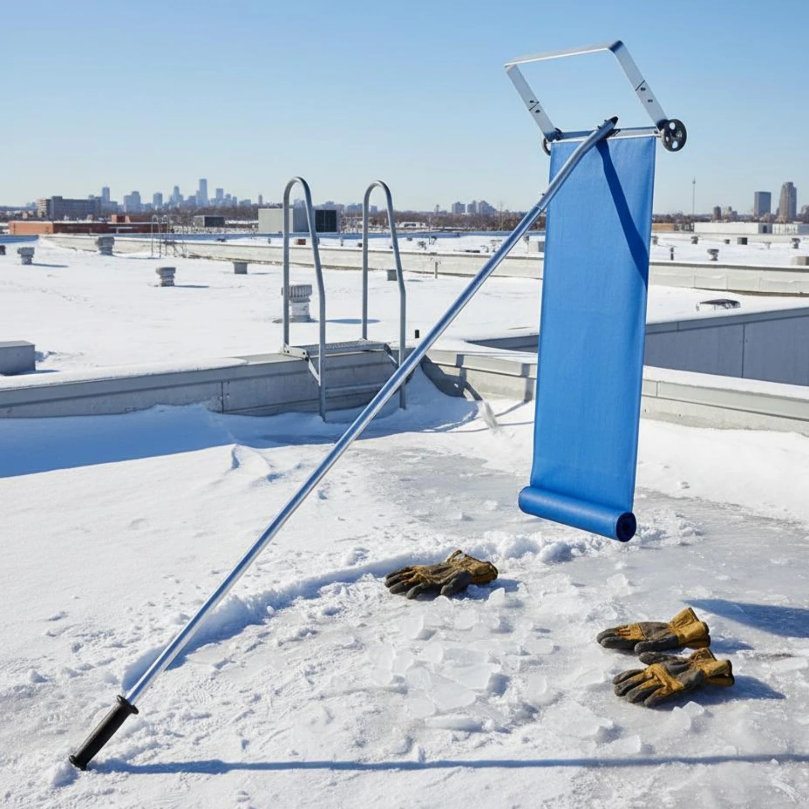 Roof Winter Precipitation Rake Lightweight Aluminum Winter Precipitation Roof Rake No Ladder Needed Safe Ground-Level Use