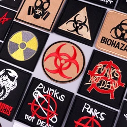 Nuclear Patch Iron On Patches On Clothes Punk Skull Embroidered Patches For Clothing Badges Hook Loop Patch For Clothes Stickers