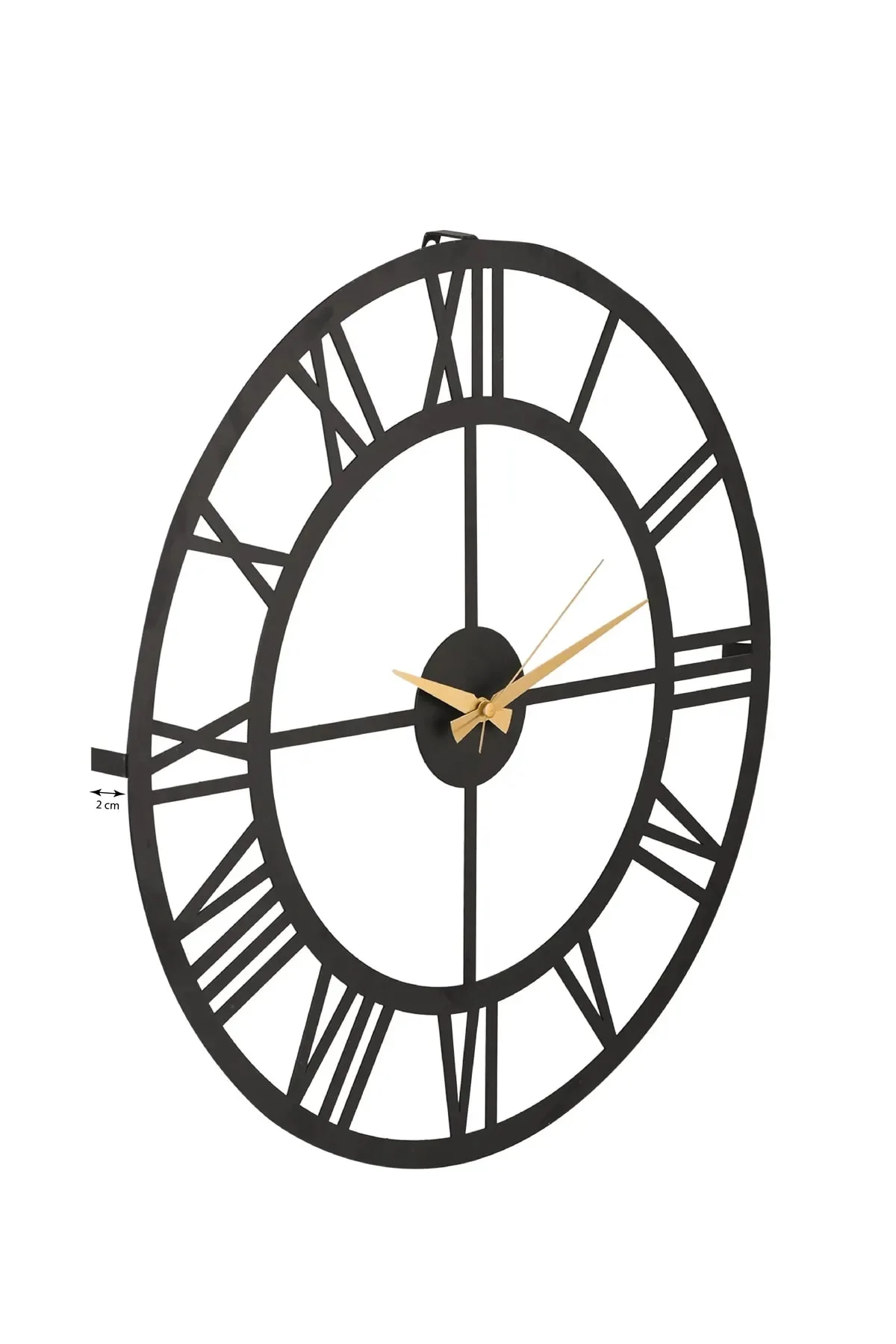 Metal and Wood Black Wall Clock with Roman Numeral 40-50cm Decorative Art Home Living Room Decor