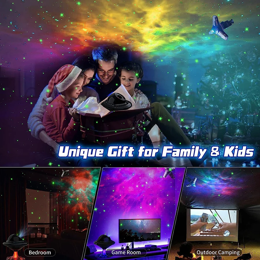 Galaxy Night Light Black Planet Lights UFO Shape Lamp Multicolor Lamps Projector Lighting Room Bedside Table for Children Friend