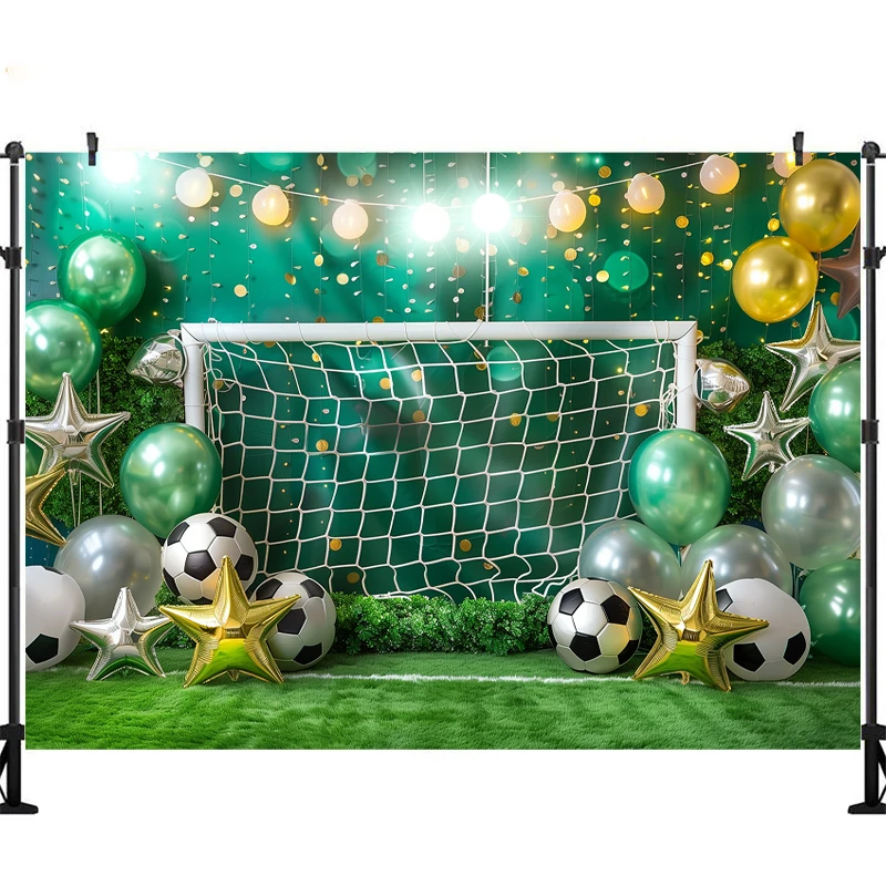 LS  Photography Background Sports Football Boys Birthday Party Balloons Cake Smash Portrait Decor Backdrop Photo Studio