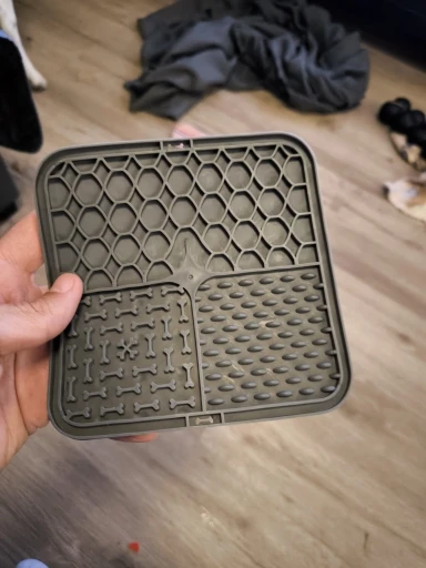 Customer review photo for Dog Lick Mat with Suction Cups