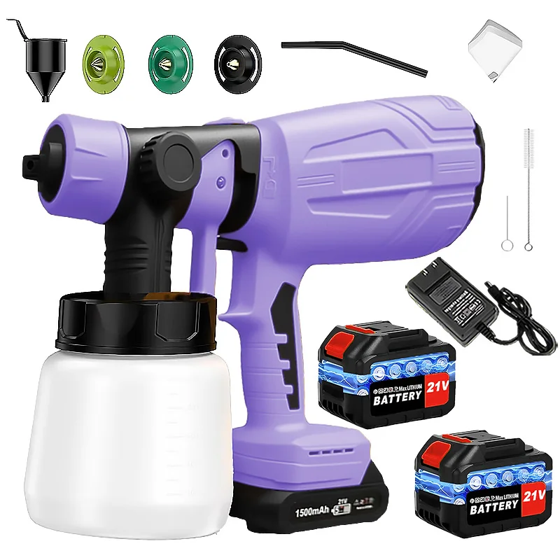 

Paint Sprayer, HVLP Spray Gun with Cleaning & Blowing Joints, 4 Nozzles and 3 Patterns for Furniture, Cabinets