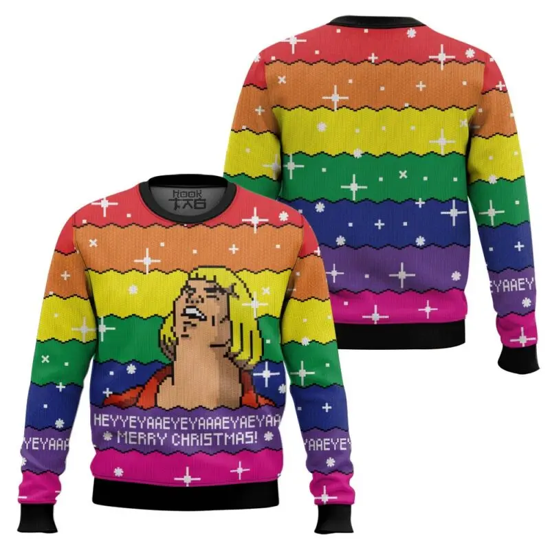 Man and Skeletor Ugly Sweater 2025 New Funny Xmas Party Wear Winter Warm Cozy Holiday Pullover Plus Size Christmas Sweater Gifts