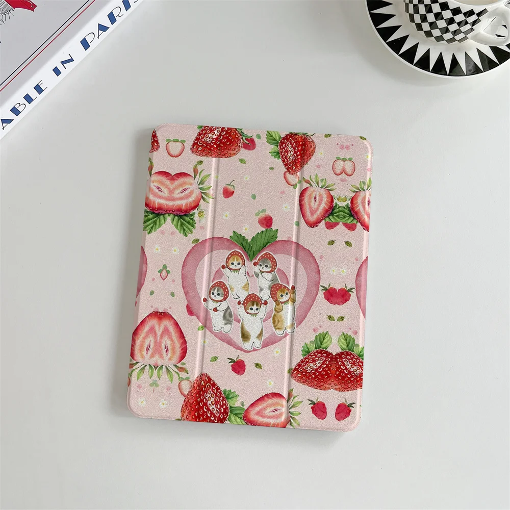 New Strawberry Cute for Multiple Cats Suitable for iPad A16 2024 11 inch 2025 Air 5/4 10.9 inch iPad 10 9.7 10.2/10.5 Mini 6/5 w