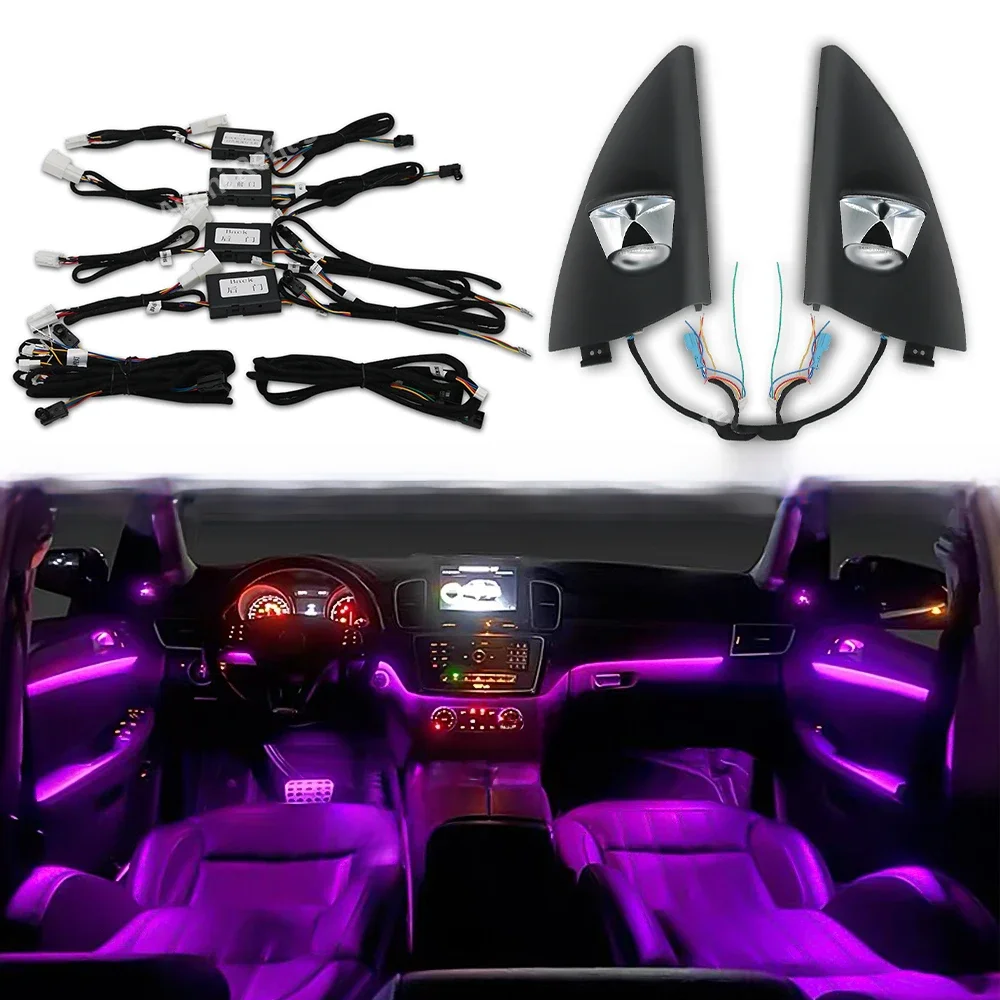 Kabel oświetlenia ambientowego Oryginalny 3 Kolory Ulepszenie na 12/64 Kolory Do Mercedes Benz W166 W212 W218 W292 W221 GLE Dekoracja Samochodu Lampa LED — zdjęcie 2