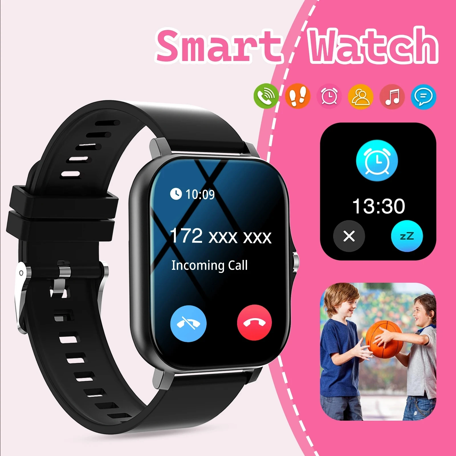 Inteligentny zegarek dla dzieci z bezprzewodowym połączeniem, trybami wielu sportów, zegarek sportowy dla iPhone'a/Androida