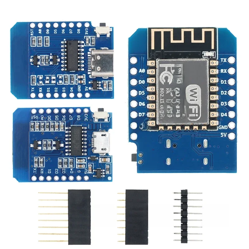 D1 Mini TYPE-C/MICRO ESP8266 ESP-12F CH340G V2 USB D1 Mini WIFI Development Board D1 Mini NodeMCU Lua IOT Board 3.3V met pinnen - afbeelding 2