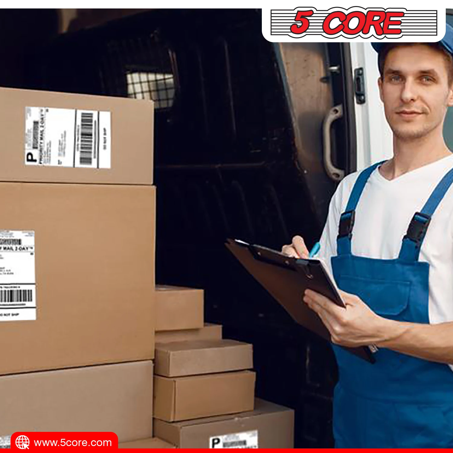 ملصقات شحن حرارية مباشرة ، مثقبة ، بريدية ، 5 نواة ، 4 × 6 ، 1 لفات ، ملصقات لكل لفة ، 4pk