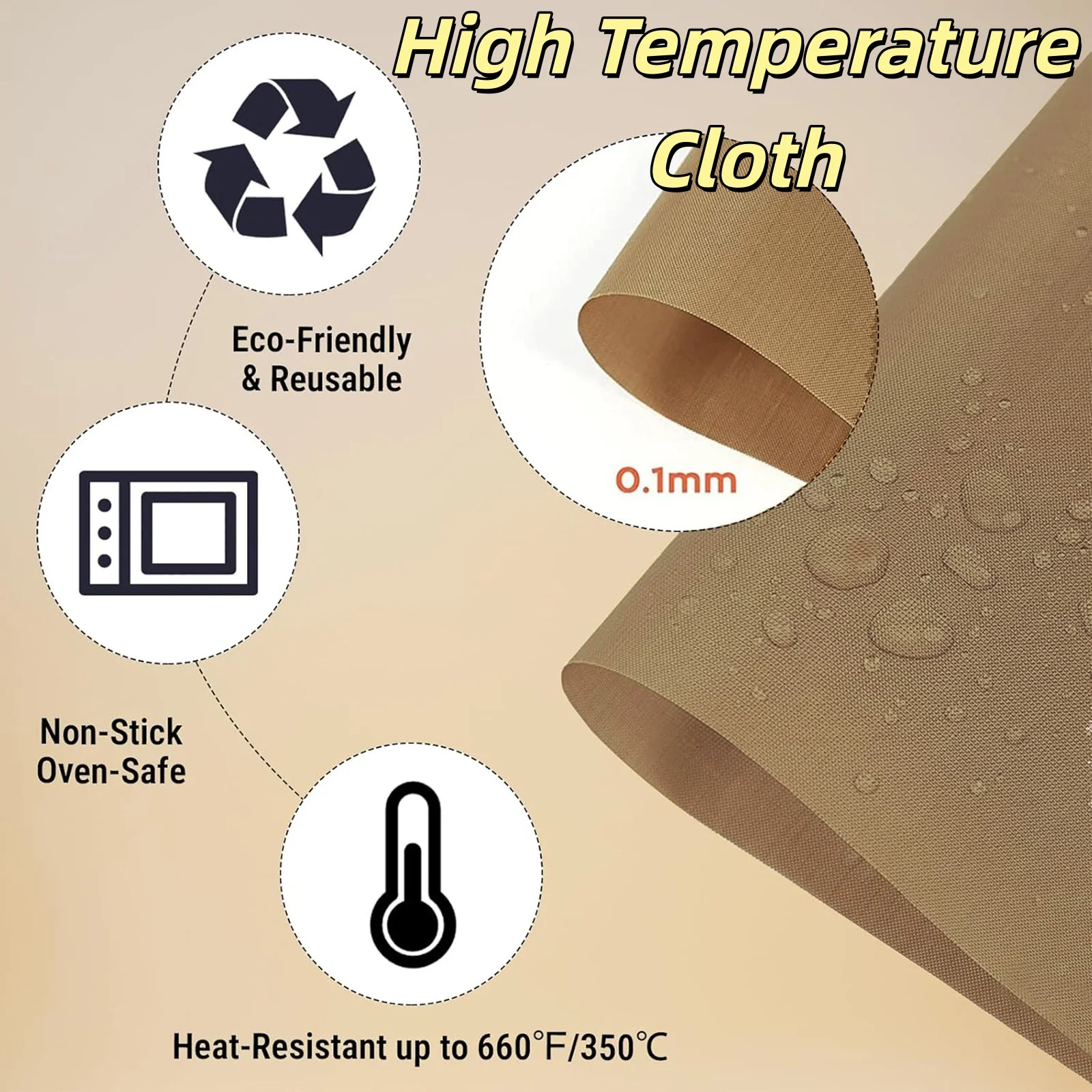 Feuille de cuisson antiadhésive en PTFE Téflon marron, résistante, pour presse à chaud, 350°F ° Résistant à la chaleur pour presse à résine et sublimation par repassage