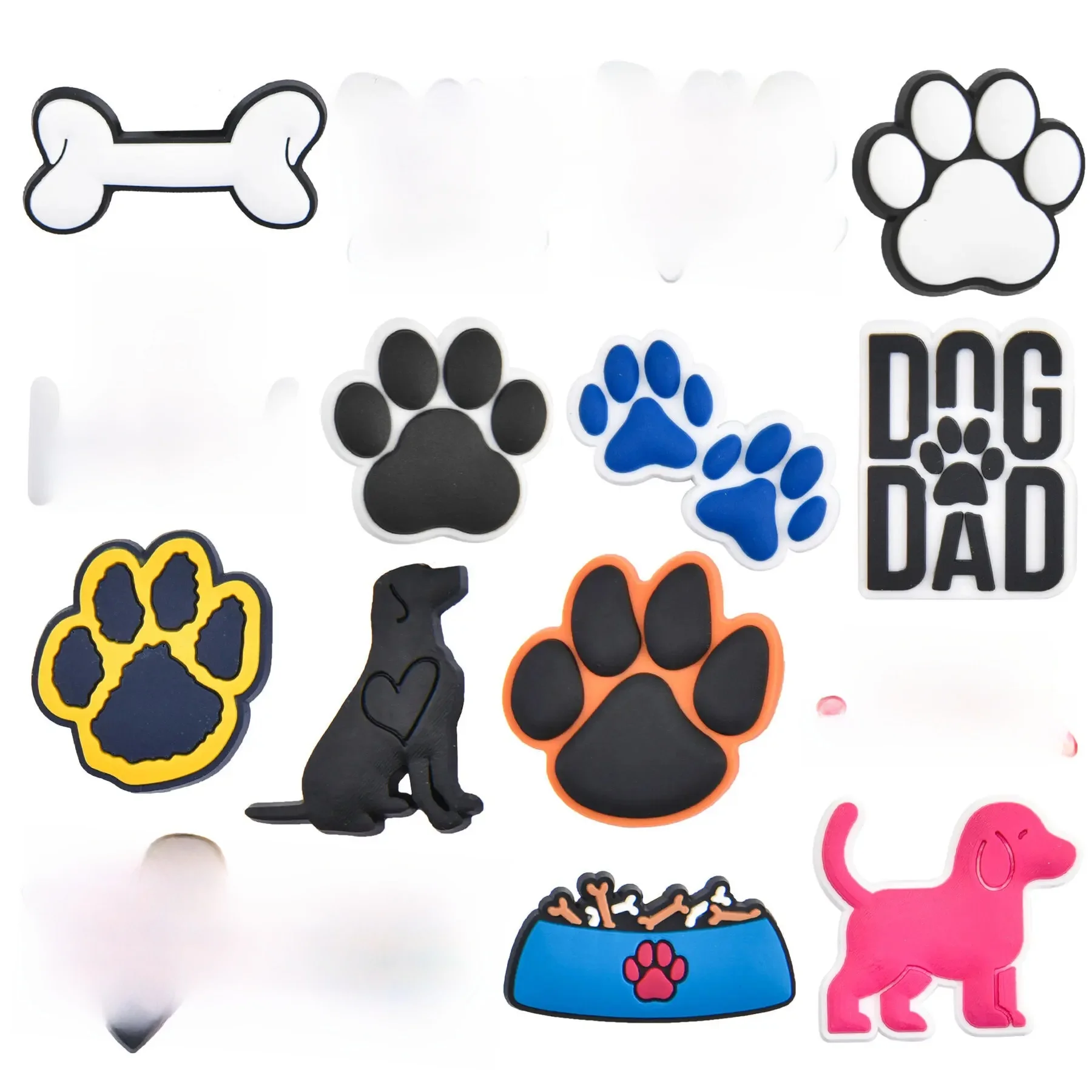 1-16 pièces nouveauté animaux chiens chaussures breloques dessin animé coloré griffe os chaussure décoration chien nourriture sabot breloques enfants faveur cadeaux