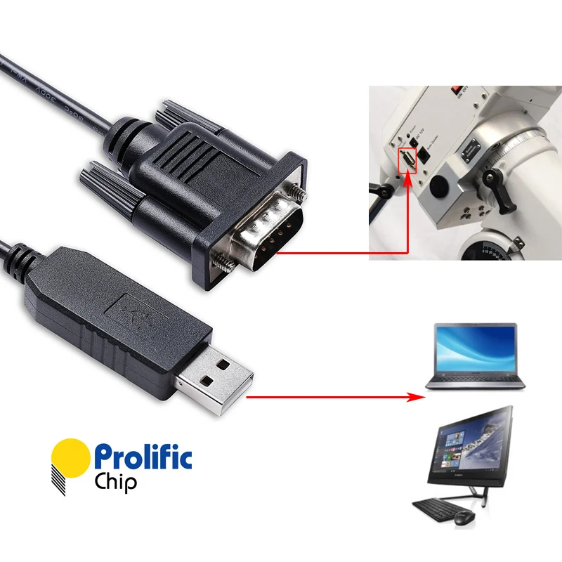 

Skywatcher EQ6 EQ6 Pro Mount to PC EQMOD EQDir Hand Controller Cable Prolific PL2303 Uart to DB9 Male Cable