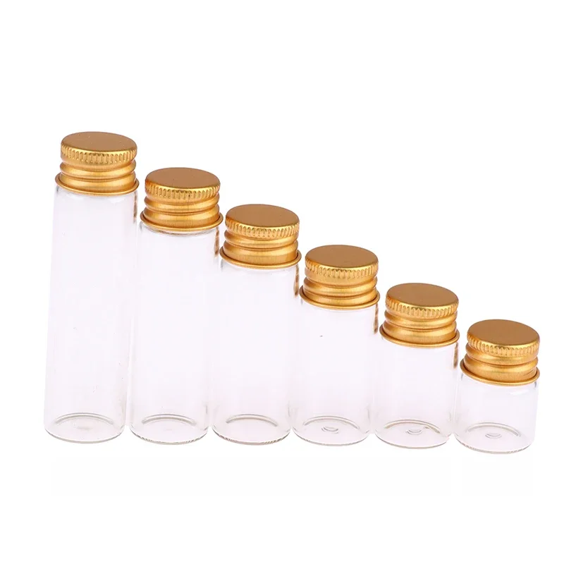 10 sztuk 5ml/7ml/10ml/14ml/18ml/20ml Szklane butelki z aluminiowymi pokrywkami Małe mini szklane słoiki 6 rozmiarów U-pick — zdjęcie 2