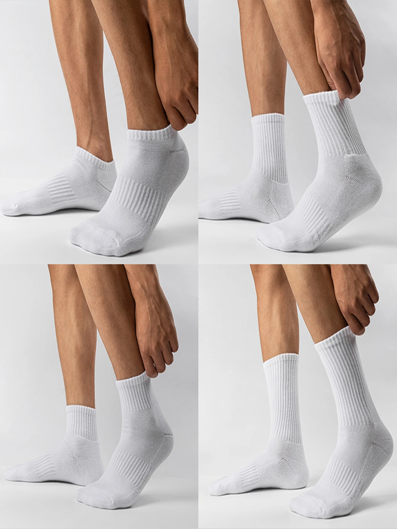 6 pairs of socks Men\'s Summer Thin deodorant medium tube sports socks white and black thick socks