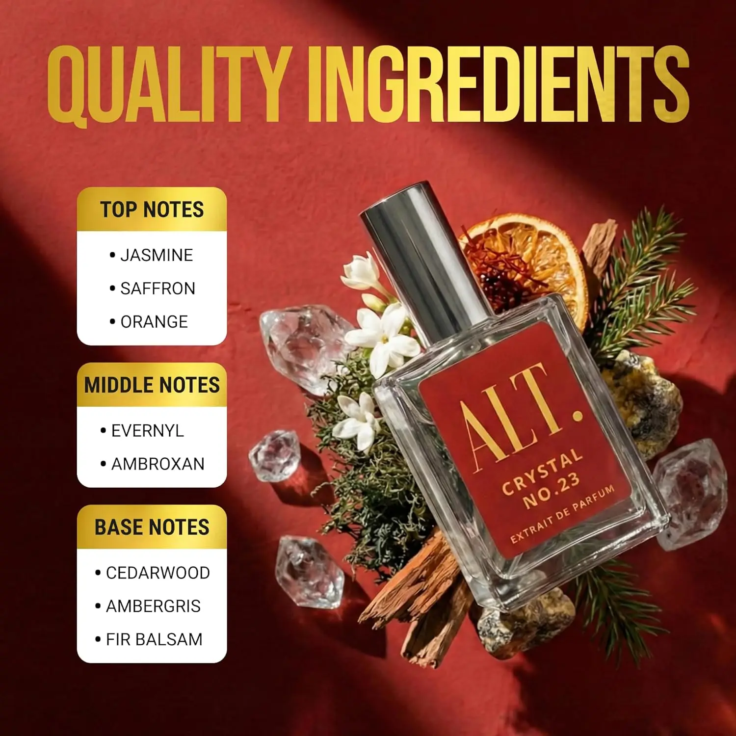 ALT. FRAGRANCES Crystal No. 23 – Inspired by Bac. Roug. 540, Unisex Perfume, Extrait de Parfum, Long Lasting Perfume for Men & Women with Jasmine, Amberwood & Cedar Notes, 60ml view 5