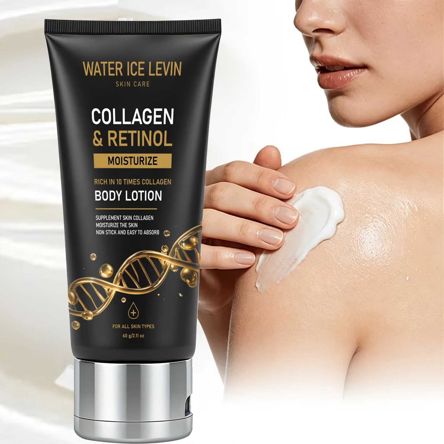 60g Collagen Retinol Body Lotion Deep Hydration Make Skin Smoother Firmer Light Texture Non Stick Easy Absorb All Skin Types