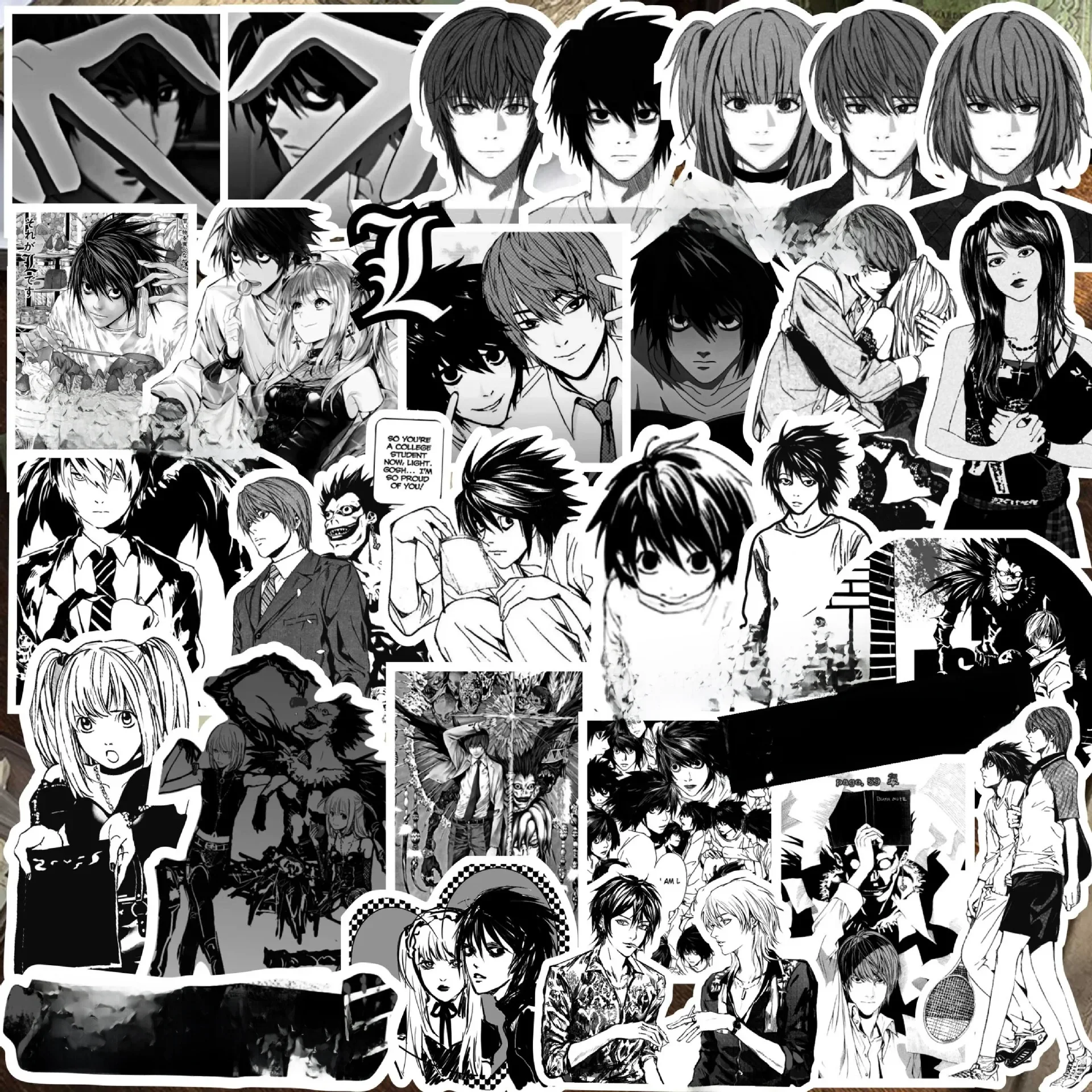 67 pièces/ensemble nouveau dessin animé Anime mort NOTE L MisaMisa noir et blanc bande dessinée Kawaii Figure étanche compte à main bricolage autocollant cadeaux