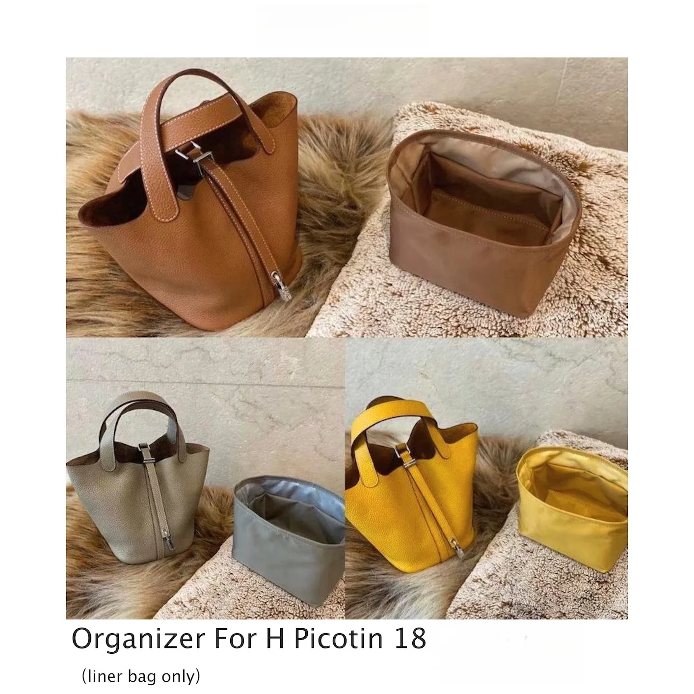 For H picotin Organizer Insert 18  Waterproof Design quick-drying fabric Premium nylon Fits handbag innerbag