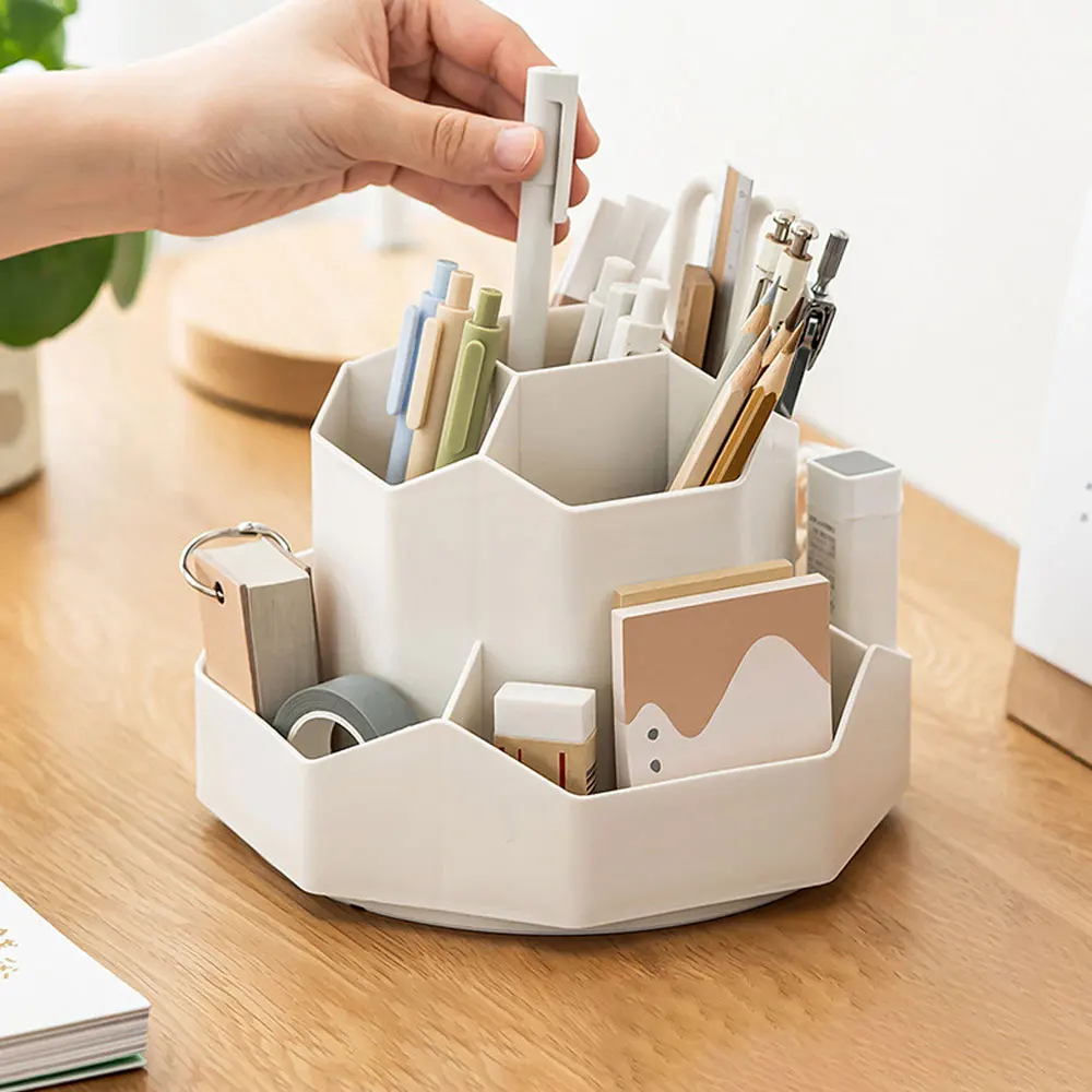 Large Capacity rotating pen holder desk writing machine box holder office desk pencil holder Stapware office