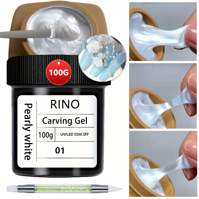 RINO Satin Carved Maw Non Stick Hand Nail Extension Poly Gel For Nail Art Design Nail Beauty Products Pearlescent Colors Nail