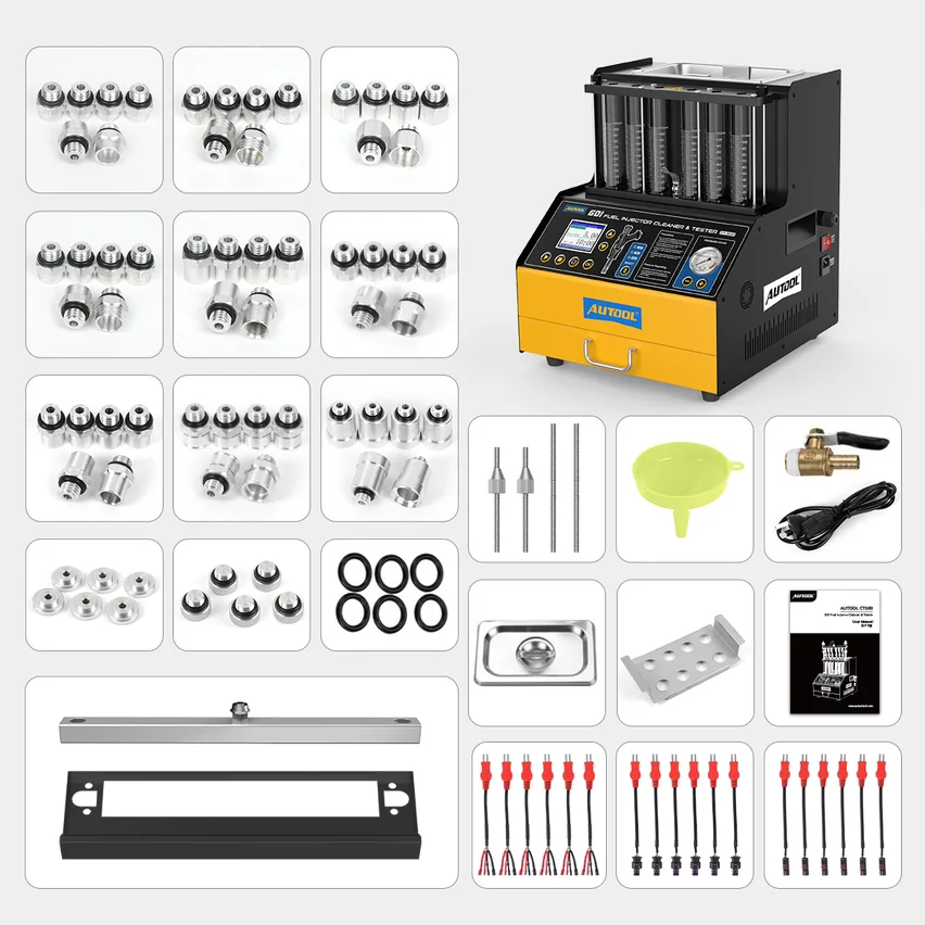 AUTOOL CT500 GDI Fuel Injector Cleaner Tester Wide Pulse 6 Cylinders Ultrasonic Cleaning Tester For Car Motorcycle GDI EFI FEI