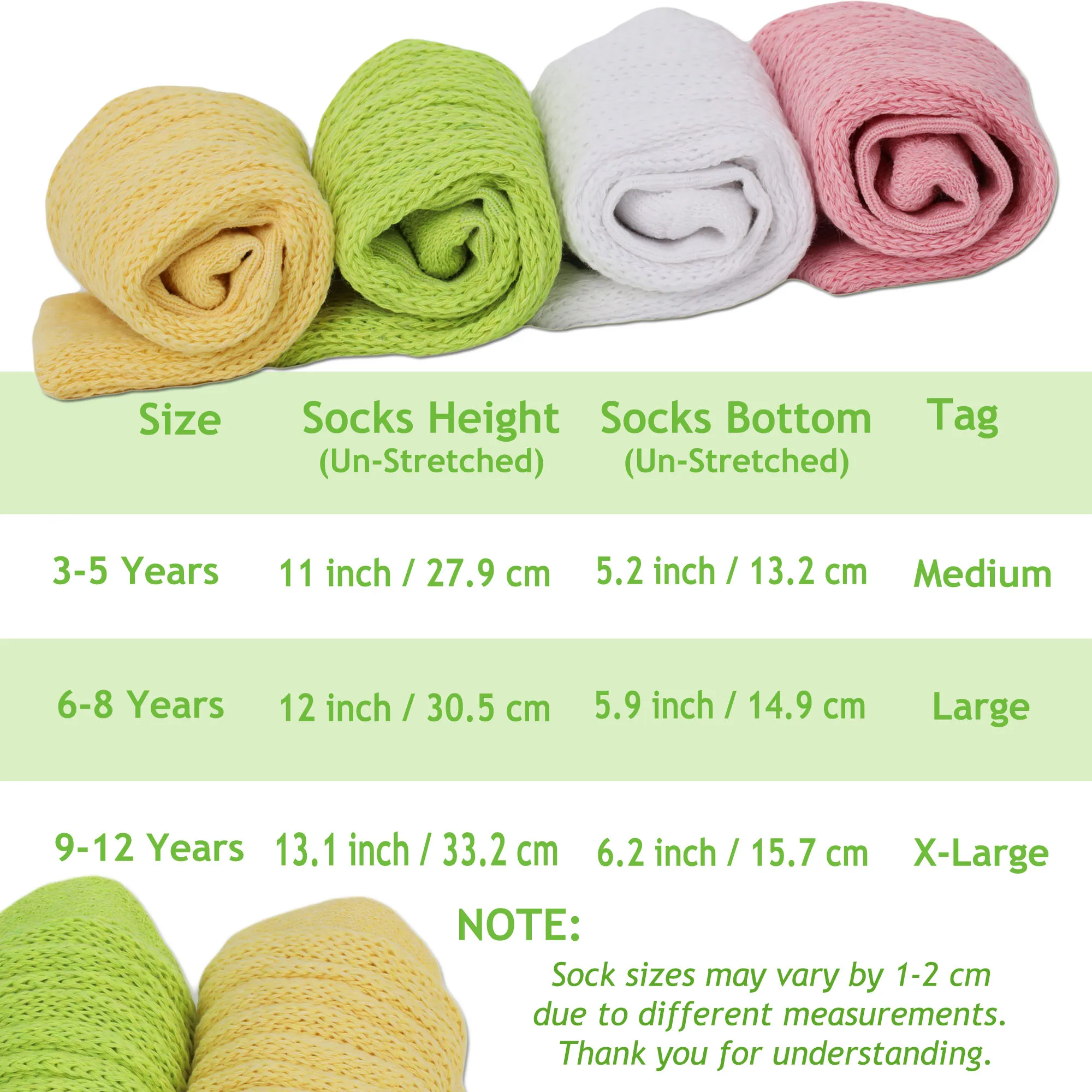 Kinder Slouch Socken 1 Paar kniehohe lange Baumwolle Scrunch Socken 3 bis 15 Jahre alt